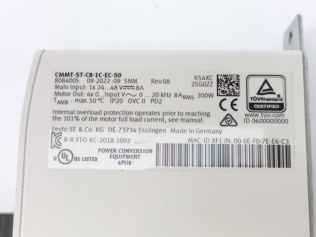 Festo 8084005 CMMT-ST-C8-1C-EC-S0 Servo Drive