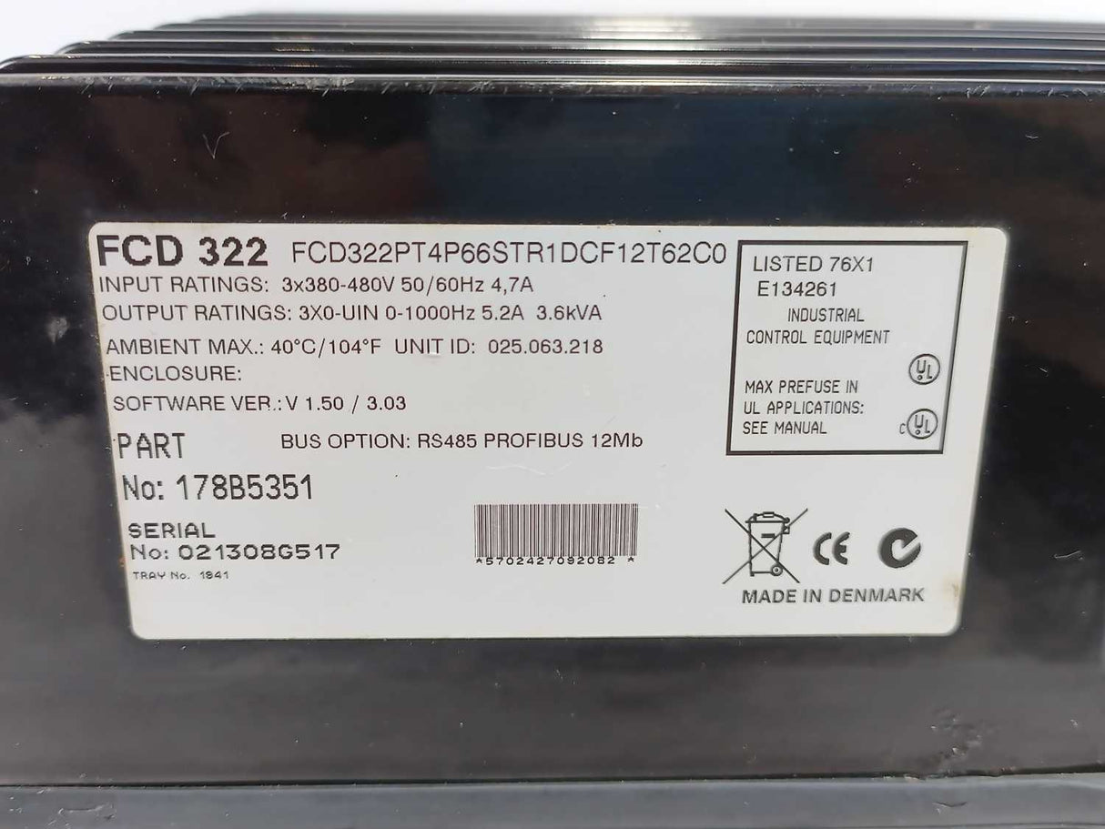 Danfoss FCD322PT4P66STR1DCF12T62C0 178B5351 VLT Frequency Converter