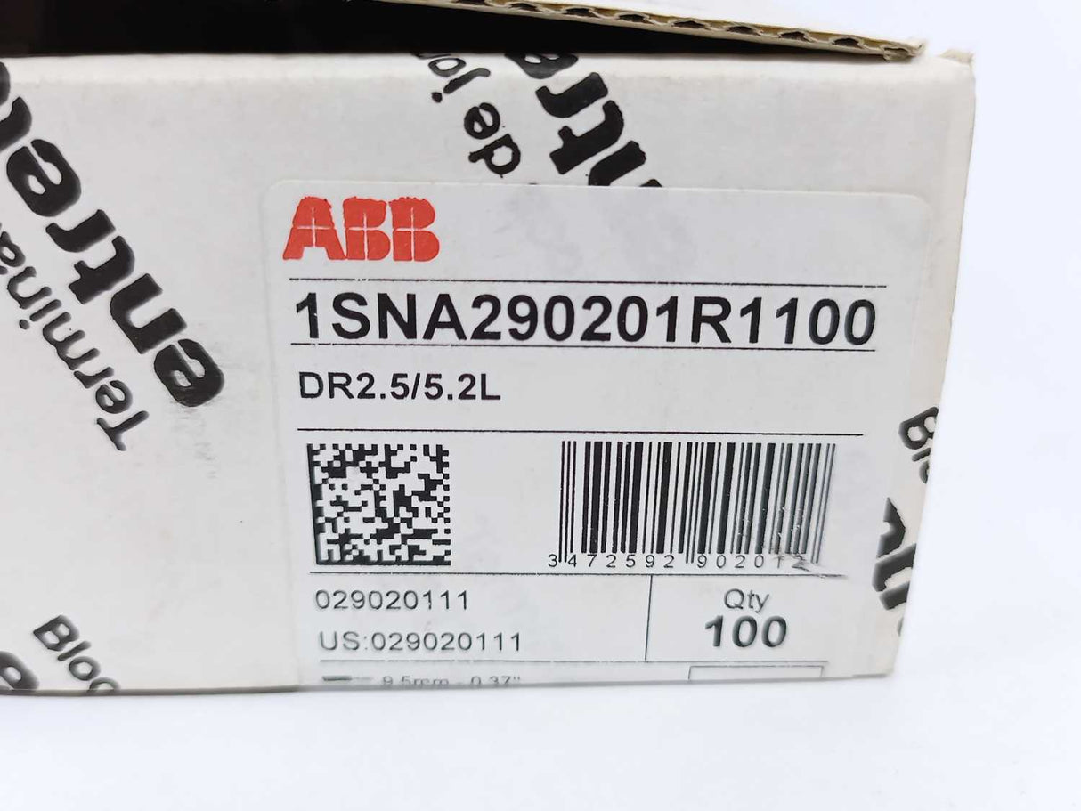 ABB 1SNA290201R1100 DR2.5/5.2L Spring Terminal Blocks, Batch of 89 pcs.