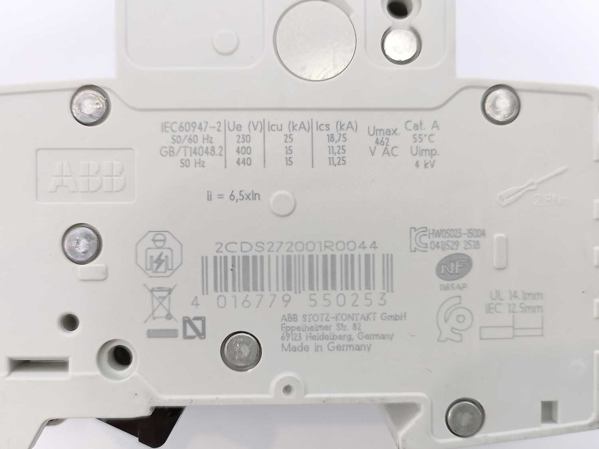 ABB 2CDS 272 001 R0044 S202M-C4 Miniature Circuit Breaker, Batch of 5 pcs.
