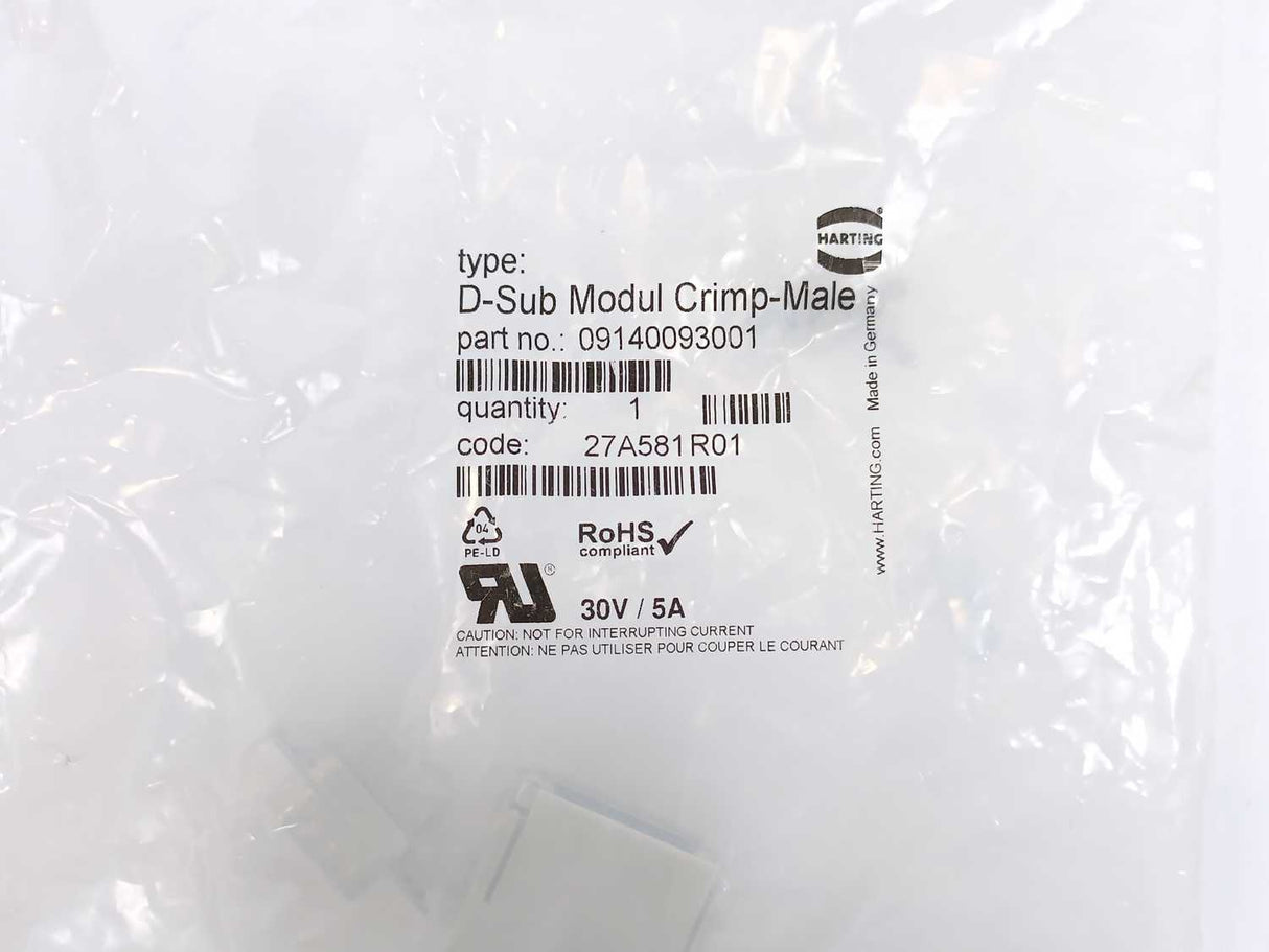 Harting 09 14 009 3001 Han D-Sub Module Crimp-Male