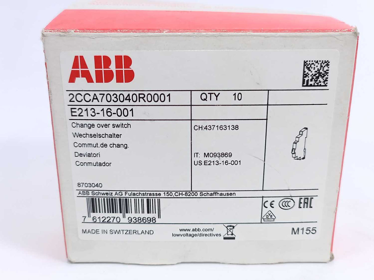 ABB 2CCA703040R0001 E213-16-001 Change over Switch, 16 A, Batch of 10 pcs.