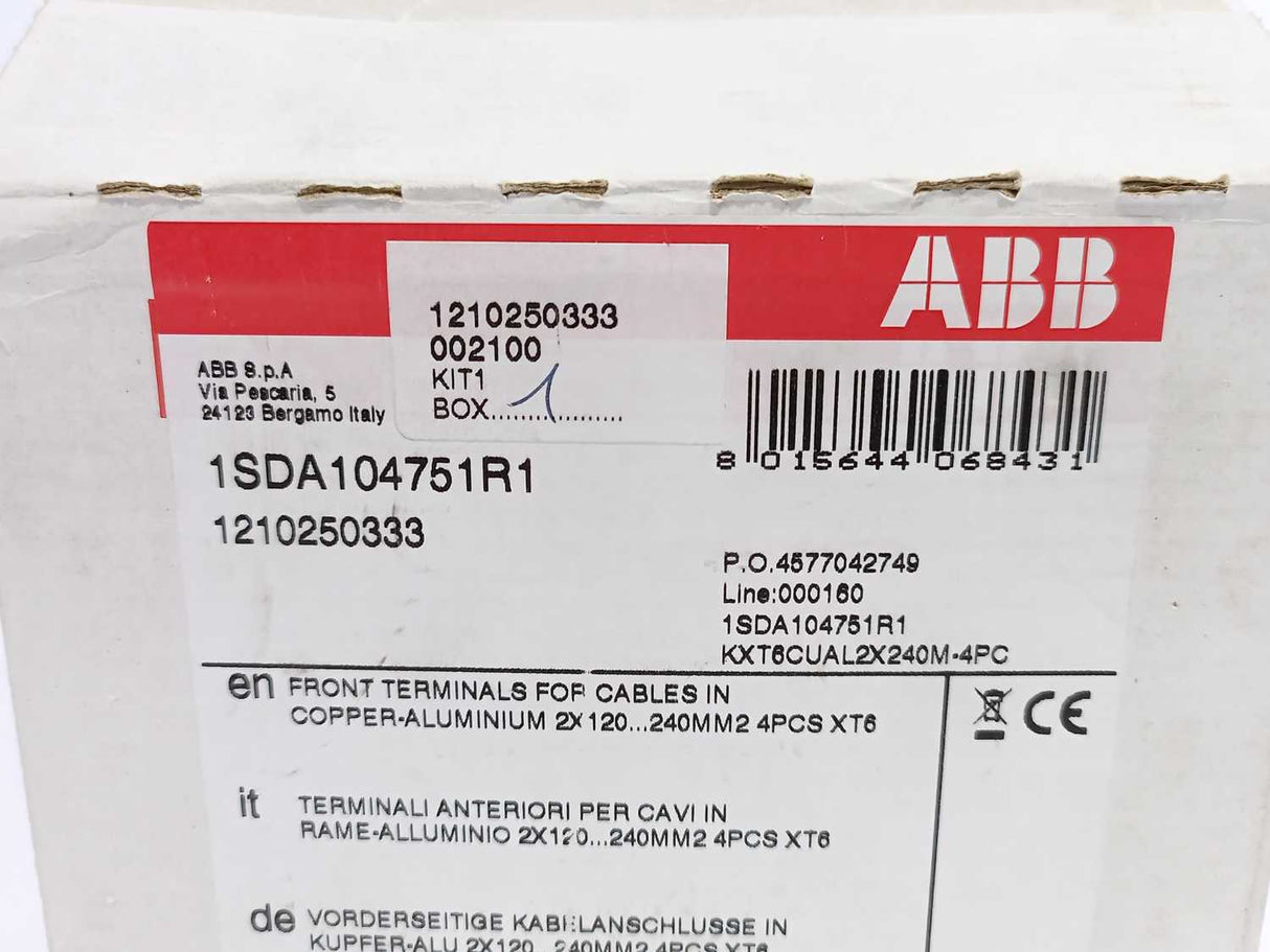 ABB 1SDA104751R1 KIT FC CuAl 2x240M Front Terminals for Cables, Set of 4