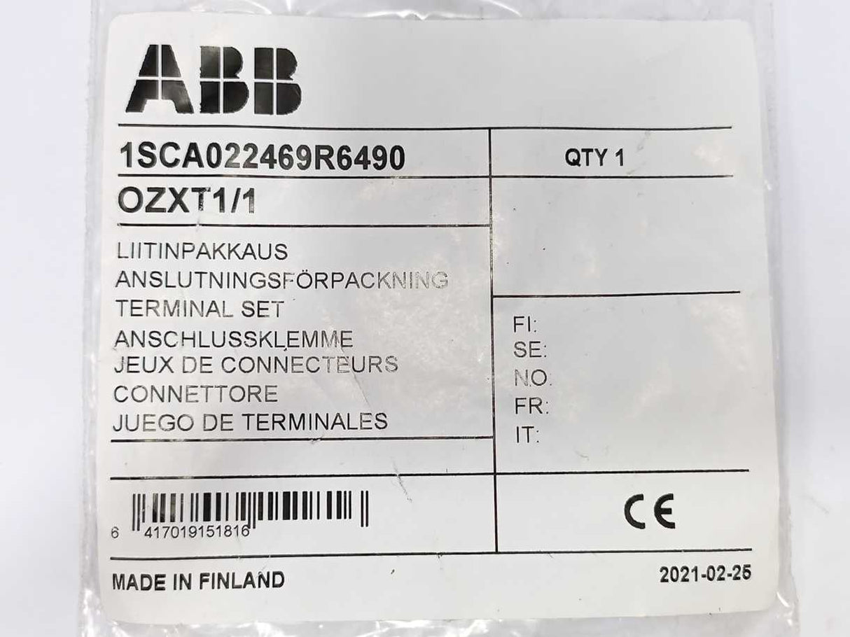 ABB 1SCA022469R6490 OZXT1/1 Terminal Clamp