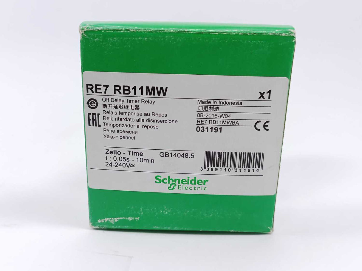 Schneider Electric RE7 RB11MW Off Delay Timer Relay, t: 0.05s - 10min
