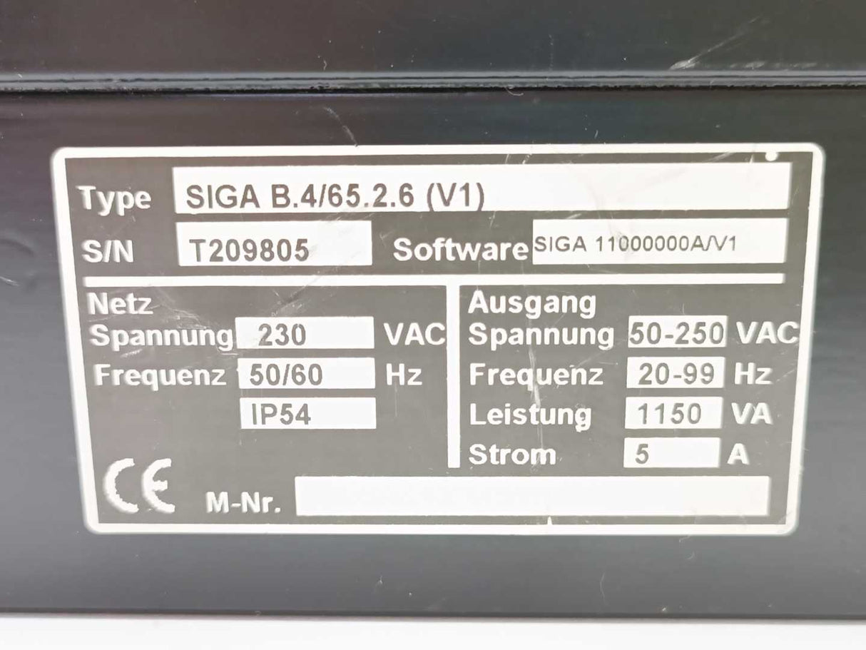 Siga B.4/65.2.6 Inverter, Software Siga 11000000A/V1, 230VAC, 50/60Hz, 5A