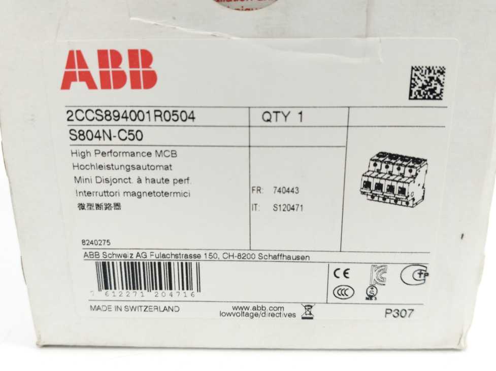 ABB 2CCS894001R0504 S804N-C50 High Performance MCB