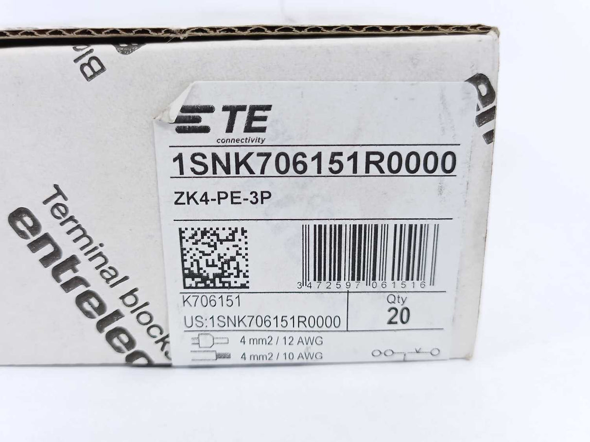 ABB 1SNK706151R0000 ZK4-PE-3P PI-Spring clamp Terminal Block 20 Pcs.