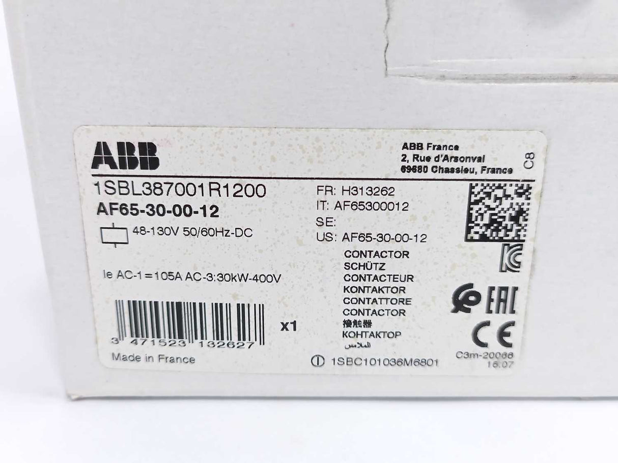 ABB 1SBL387001R1200 AF65-30-00-12 48-130V50/60HZ-DC Contactor
