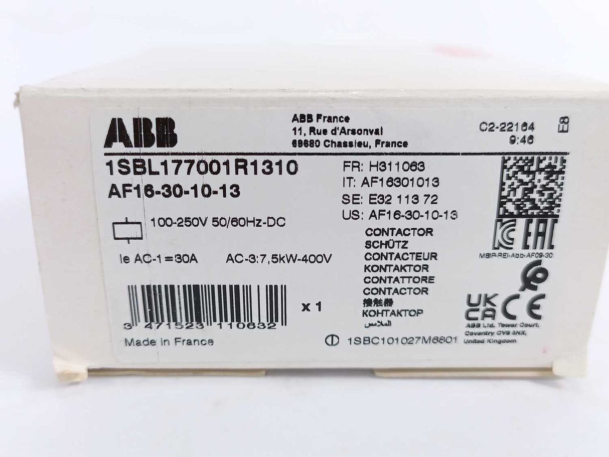 ABB 1SBL177001R1310 AF16-30-10-13 Contactor 100-250V 50/60Hz-DC