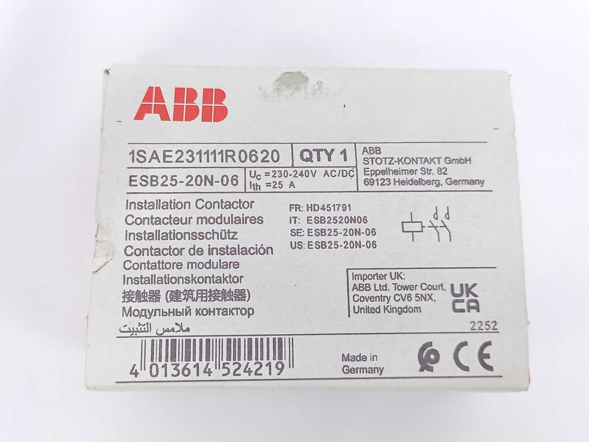 ABB 1SAE23111R0620 ESB25-20N-06 Installation Contactor