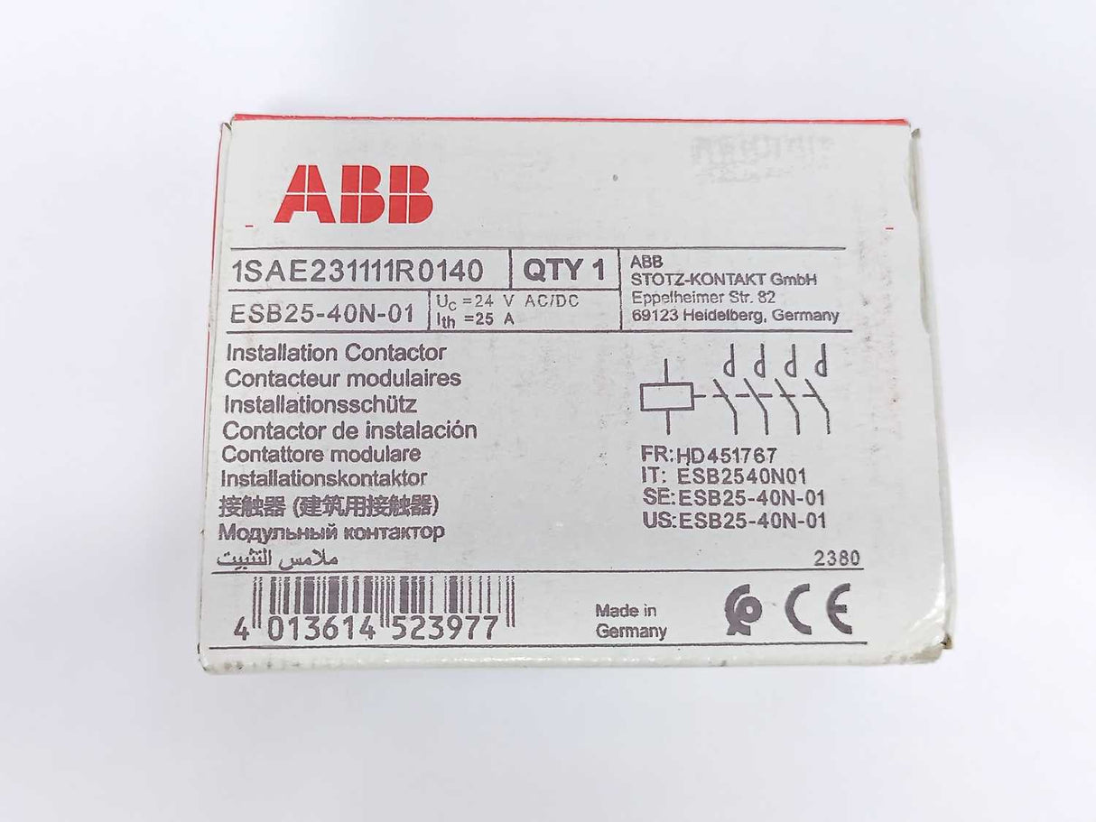ABB 1SAE231111R0140 ESB25-40N-01 Installation Contactor