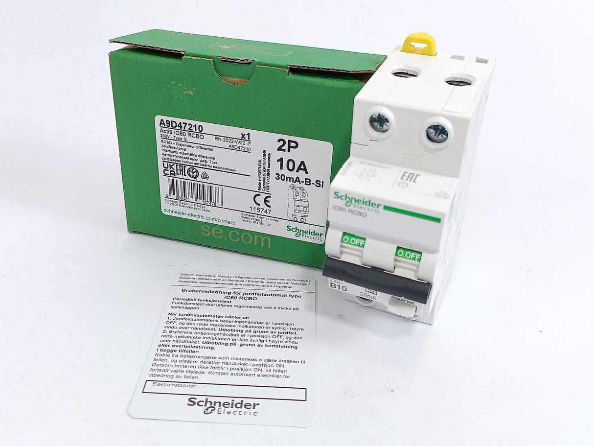 Schneider Electric A9D47210 Residual Current Breaker w/ Overcurrent Protection