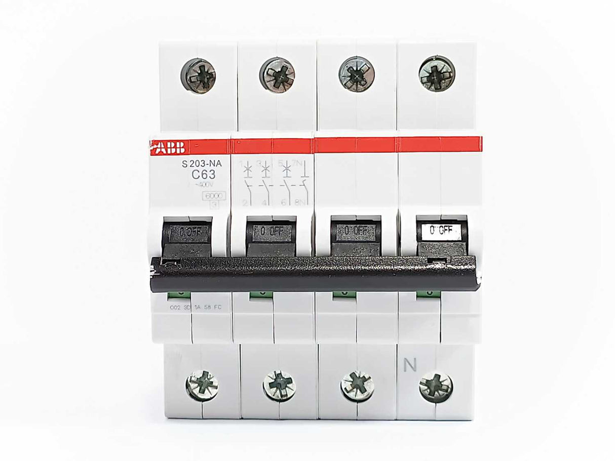 ABB 2CDS253103R0634 S203-C63NA Miniature Circuit Breaker 3P+N - 63A - C - 6kA