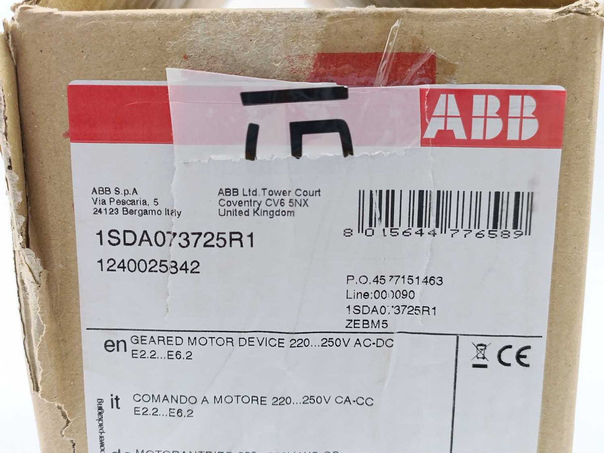 ABB 1SDA073725R1 Geared Motor Device 220-250V AC-DC E2.2...E6.2
