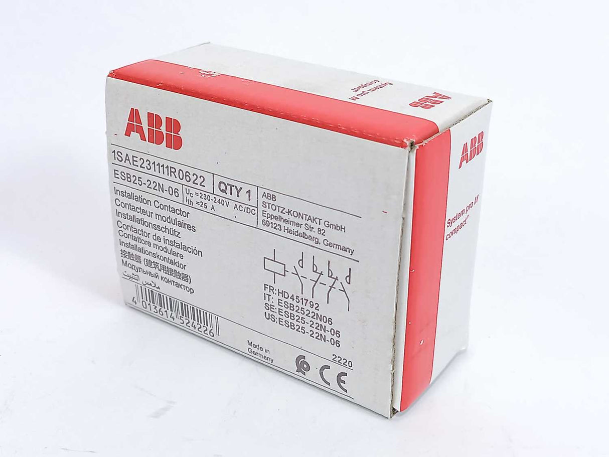 ABB 1SAE231111R0622 ESB25-22N-06 Installation Contactor