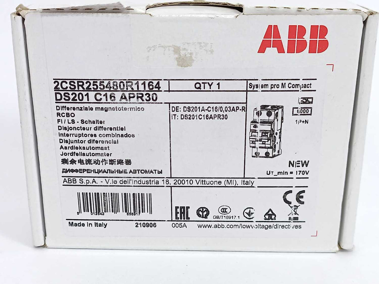 ABB 2CSR255480R1164 Residual Current Circuit Breaker with Overcurrent Protection