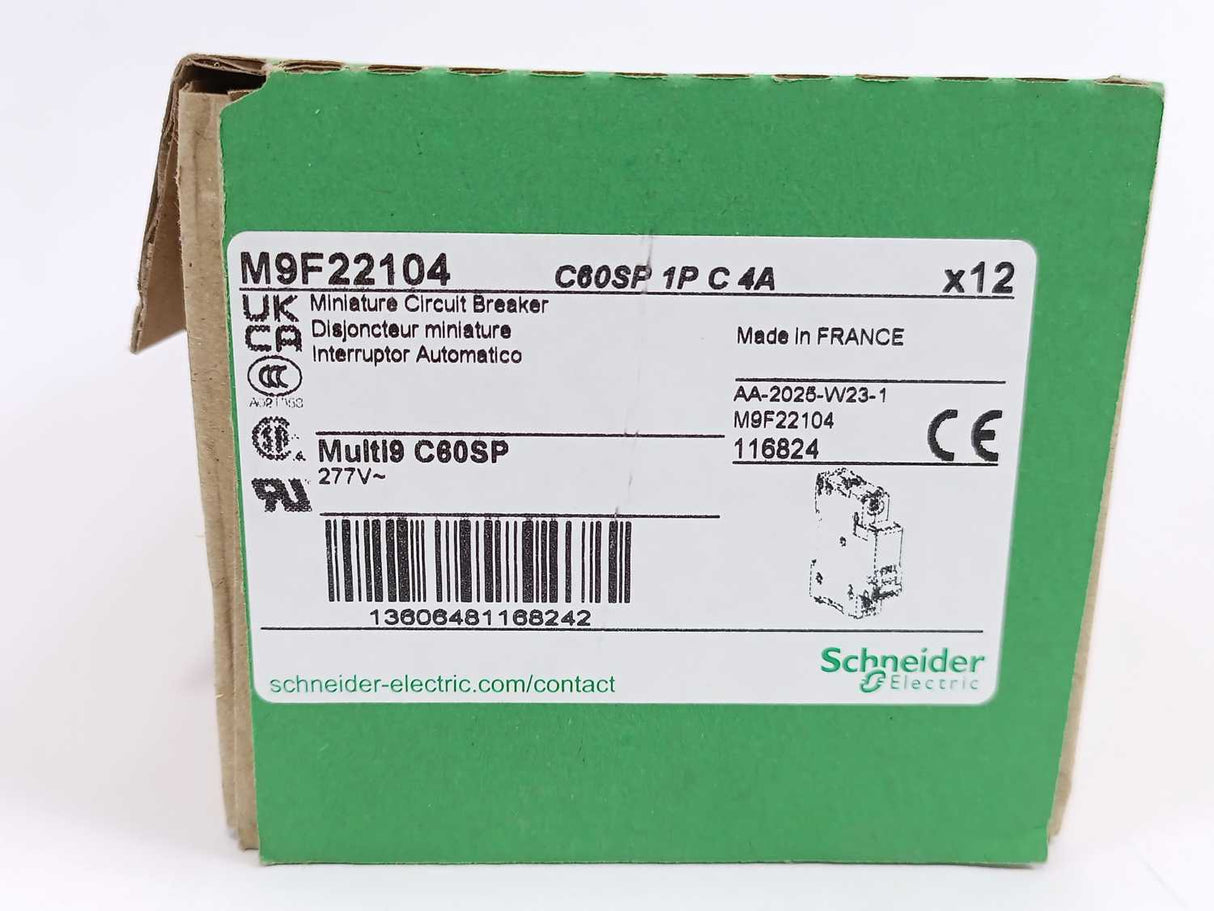 Schneider Electric M9F22104 Miniature Circuit Breaker. Box of 12 pcs.