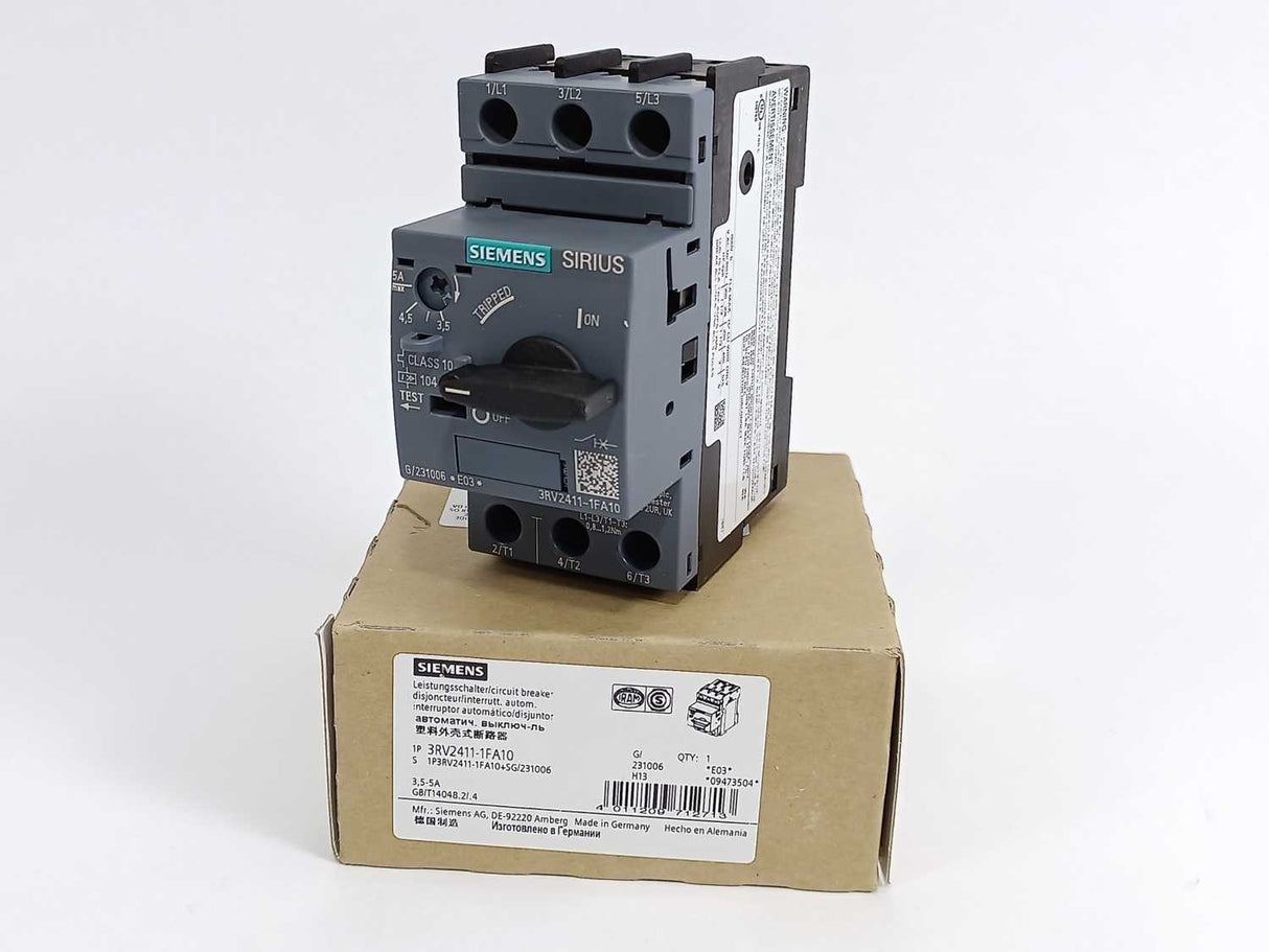 Siemens 3RV2411-1FA10 3.5-5A 3RV2 Motor Protection Circuit Breaker