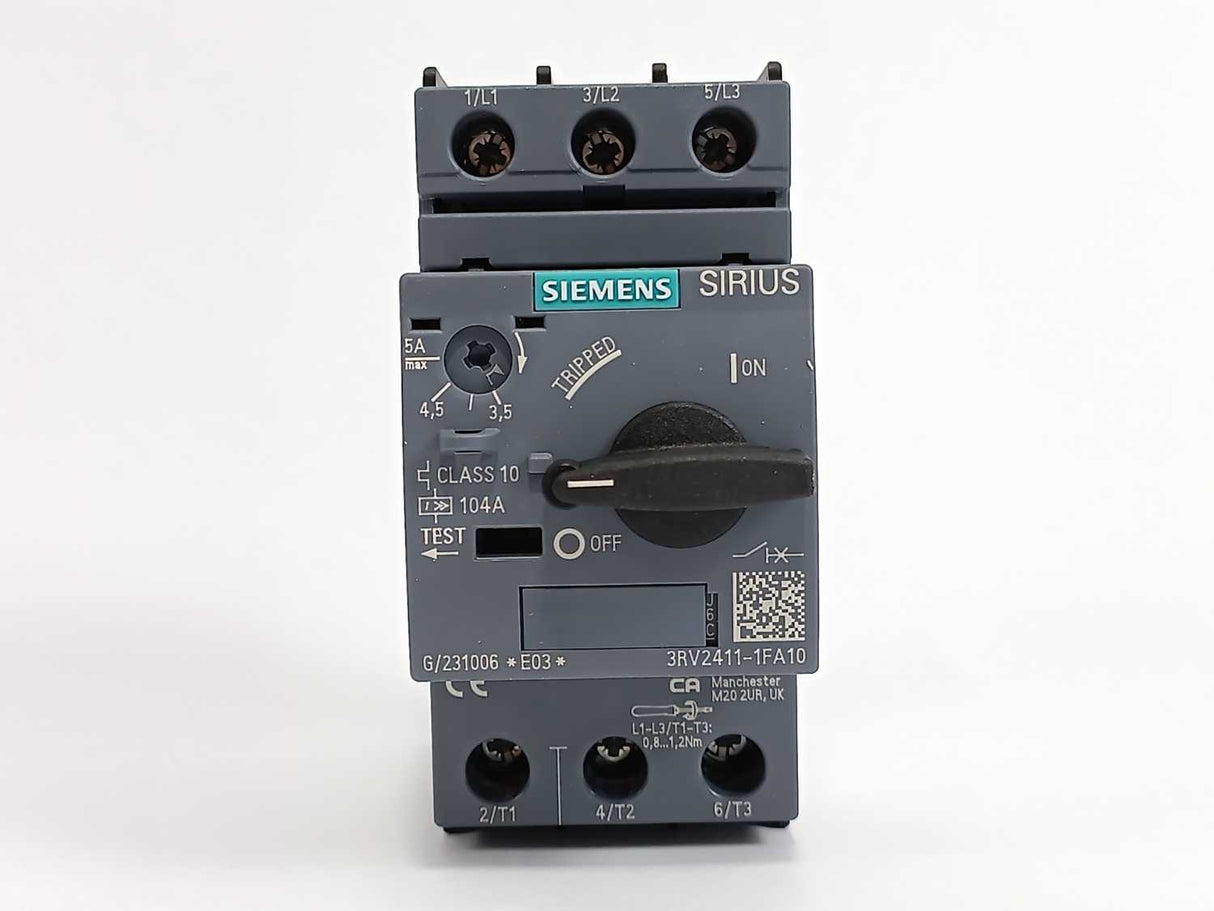 Siemens 3RV2411-1FA10 3.5-5A 3RV2 Motor Protection Circuit Breaker