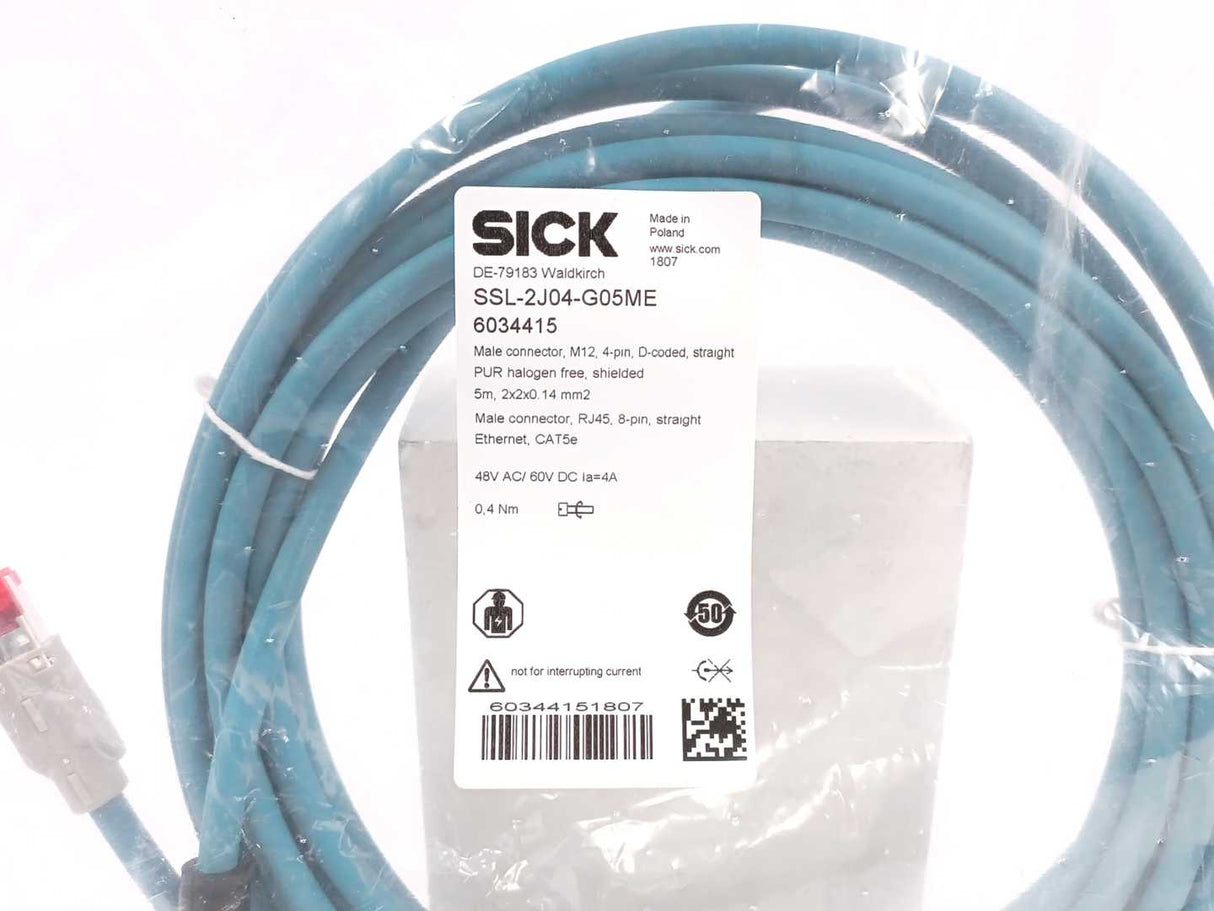 SICK 6034415 SSL-2J04-G05ME YM2D24-050EA1MRJA4 Ethernet Adapter Cable
