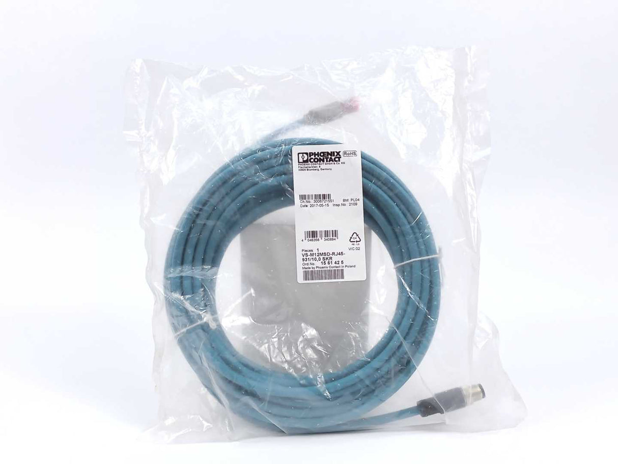 Phoenix Contact 1561425 VS-M12MSD-RJ45-931/10,0 SKR Ethernet to M12 4pin Cable