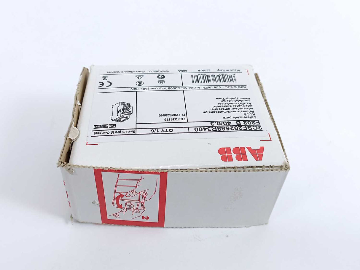 ABB 2CSF202568R3400 F202 B-40/0.3 Residual Current Circuit Breaker 2P 300mA 40A