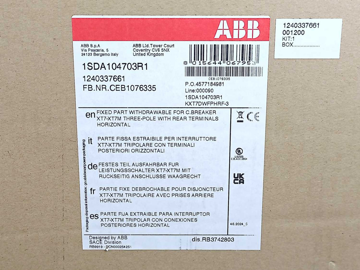 ABB 1SDA104703R1 XT7-XT7M W FP 3p HR IEC/UL