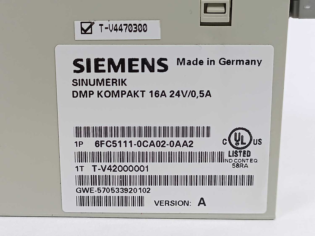 Siemens 6FC5111-0CA02-0AA2 SINUMERIK electronic module, DMP-compact 16A 24V/0.5A