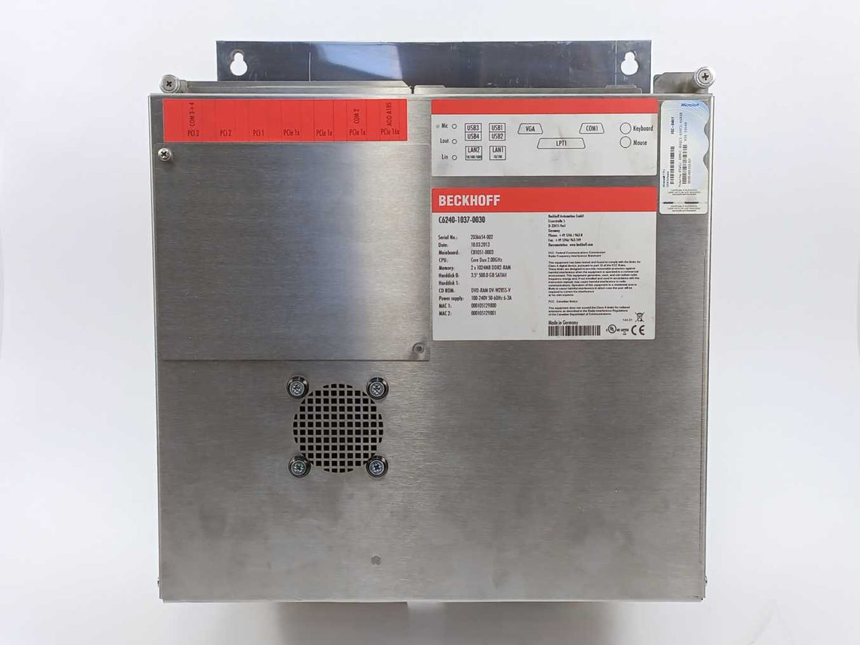 Beckhoff C6240-1037-0030 Control Cabinet Industrial PC, Main Board - CB1051G5