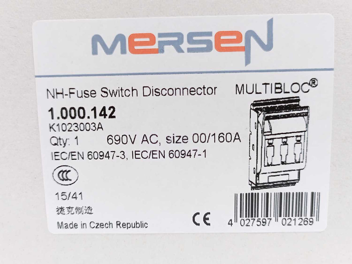 MERSEN 1.000.142 Fuse Switch Disconnectors, 690VAC, 00/160A