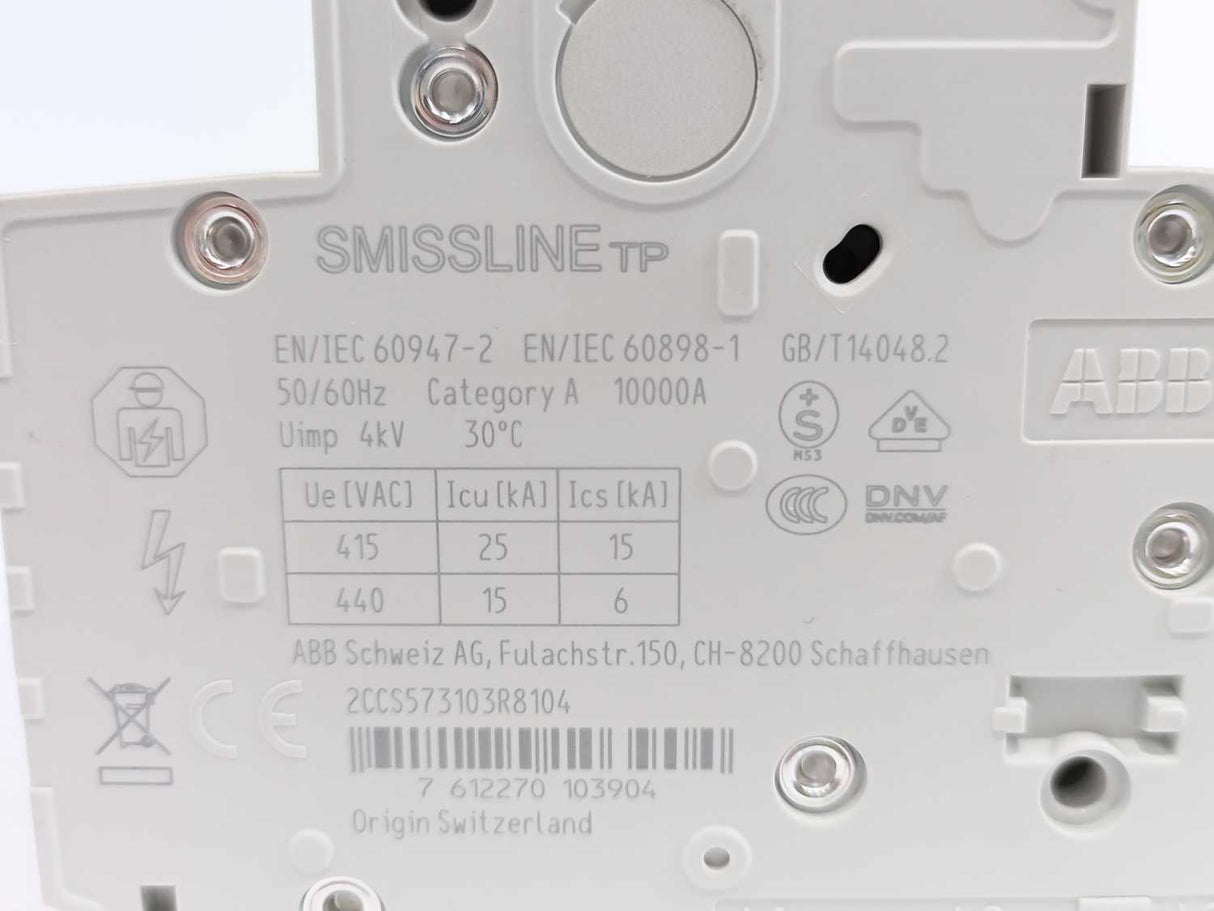 ABB 2CCS573103R8104 Miniature Circuit Breaker, S403M-C10NP
