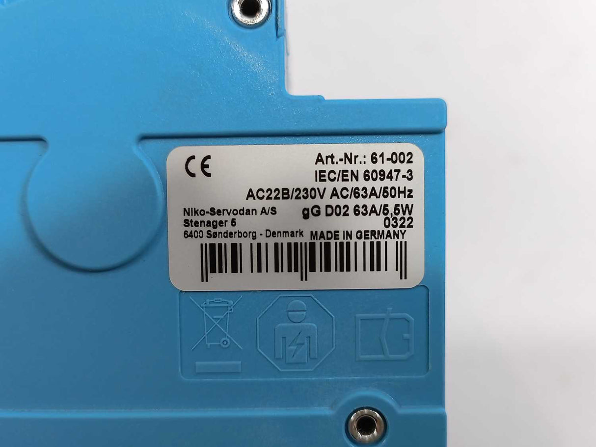 Niko / Servodan 61-002 AC22B 230V, 63A, 50Hz, , 5,5W. 2Pcs.