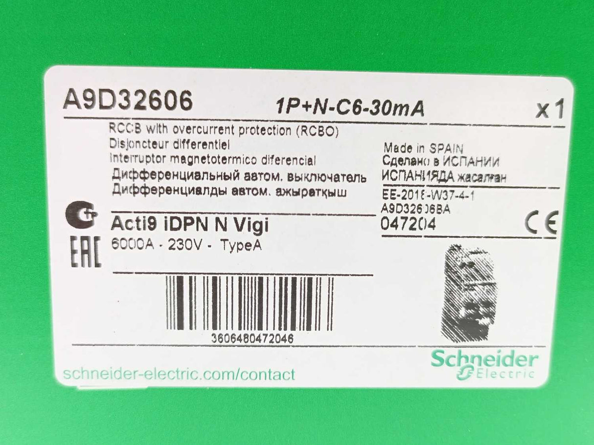 Schneider Electric A9D32606 Residual Current Breaker