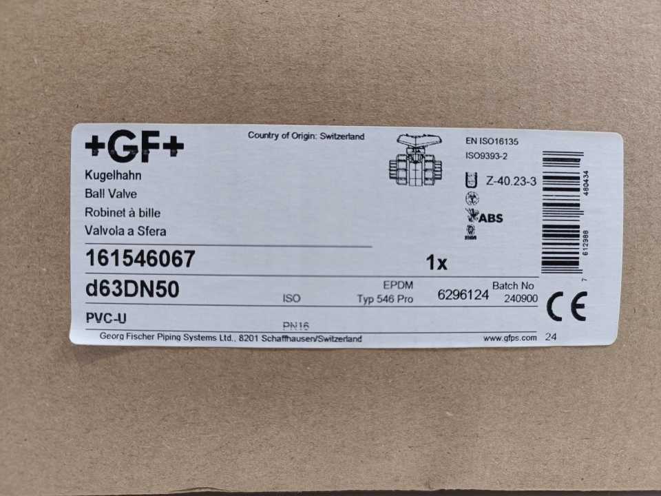 +GF+ 161546067 Ball Valve Type 546 PVC-U d63 DN50