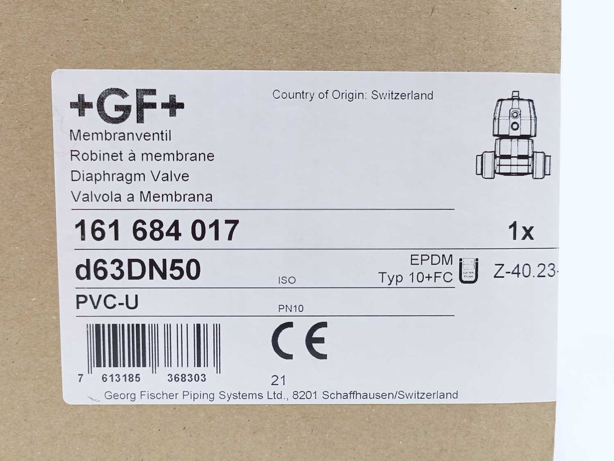 +GF+ 161684017 Diaphragm Valve 10+FC PVC/EPDM d63DN50