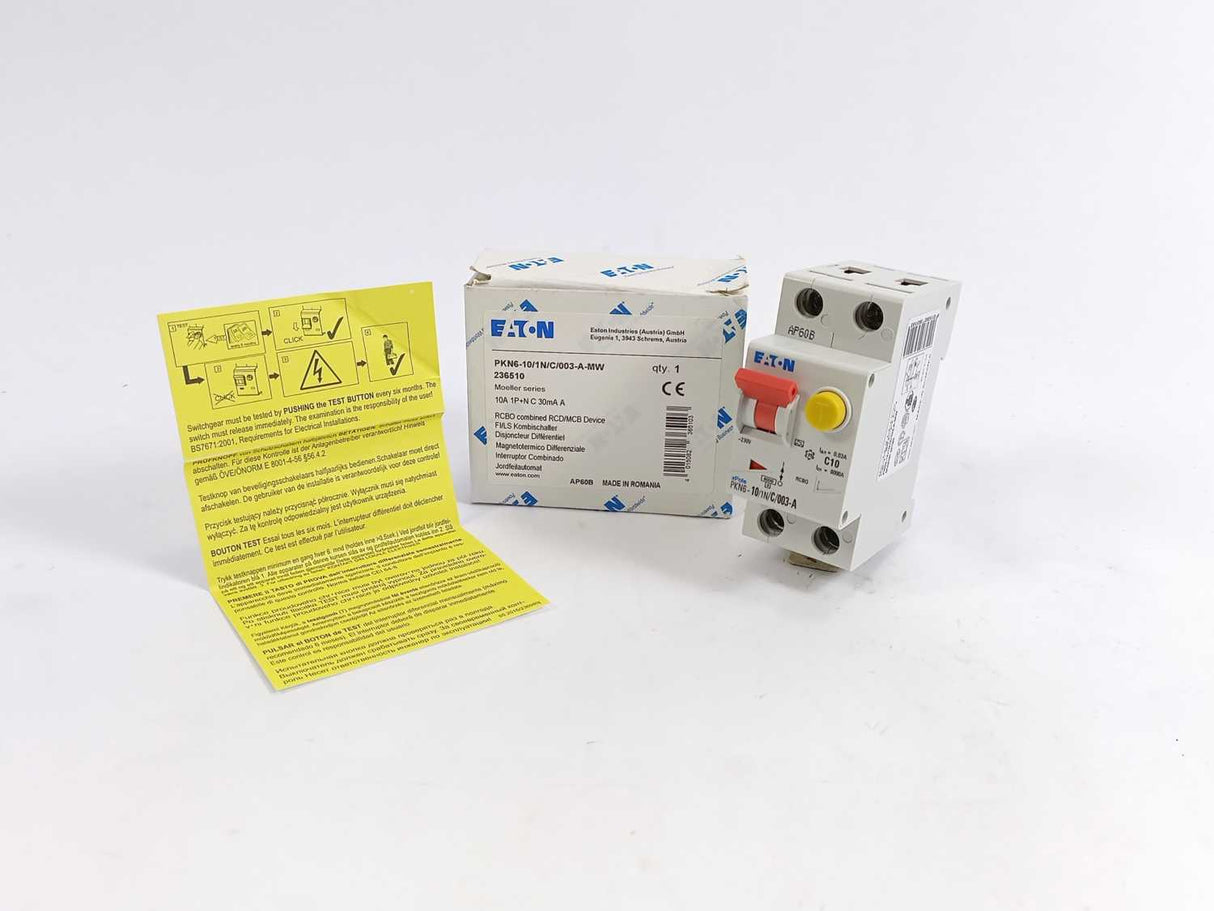 Eaton 236510 PKN6-10/1N/C/003-A-MW RCBO Combined RCD/MCB Device