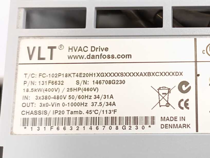 Danfoss 131F6632 FC-102P18KT4E20H1XGXXXXSXXXXAXBXCXX Frequency Converter 18.5kW