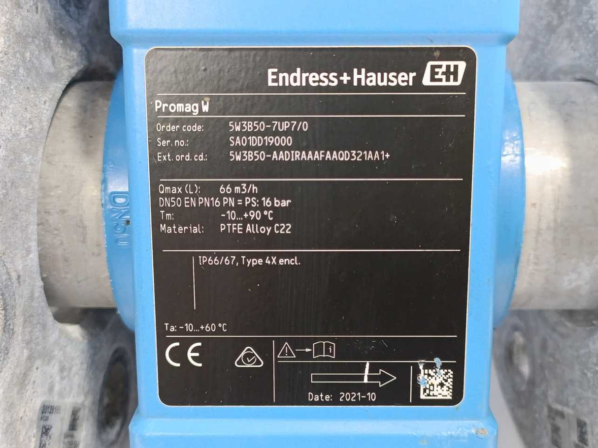 Endress+Hauser 5W3B50-7UP7/0 Proline Promag W 300 Electromagnetic Flowmeter