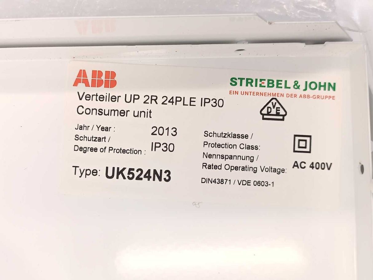 ABB 2CPX031282R9999 UK524N3 Consumer Unit