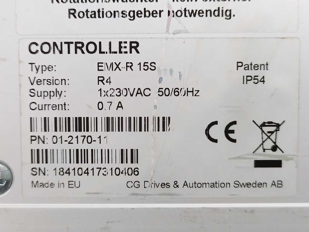 Emotron 01-2170-11 EMX-R 15S Speed-controlled Drive System
