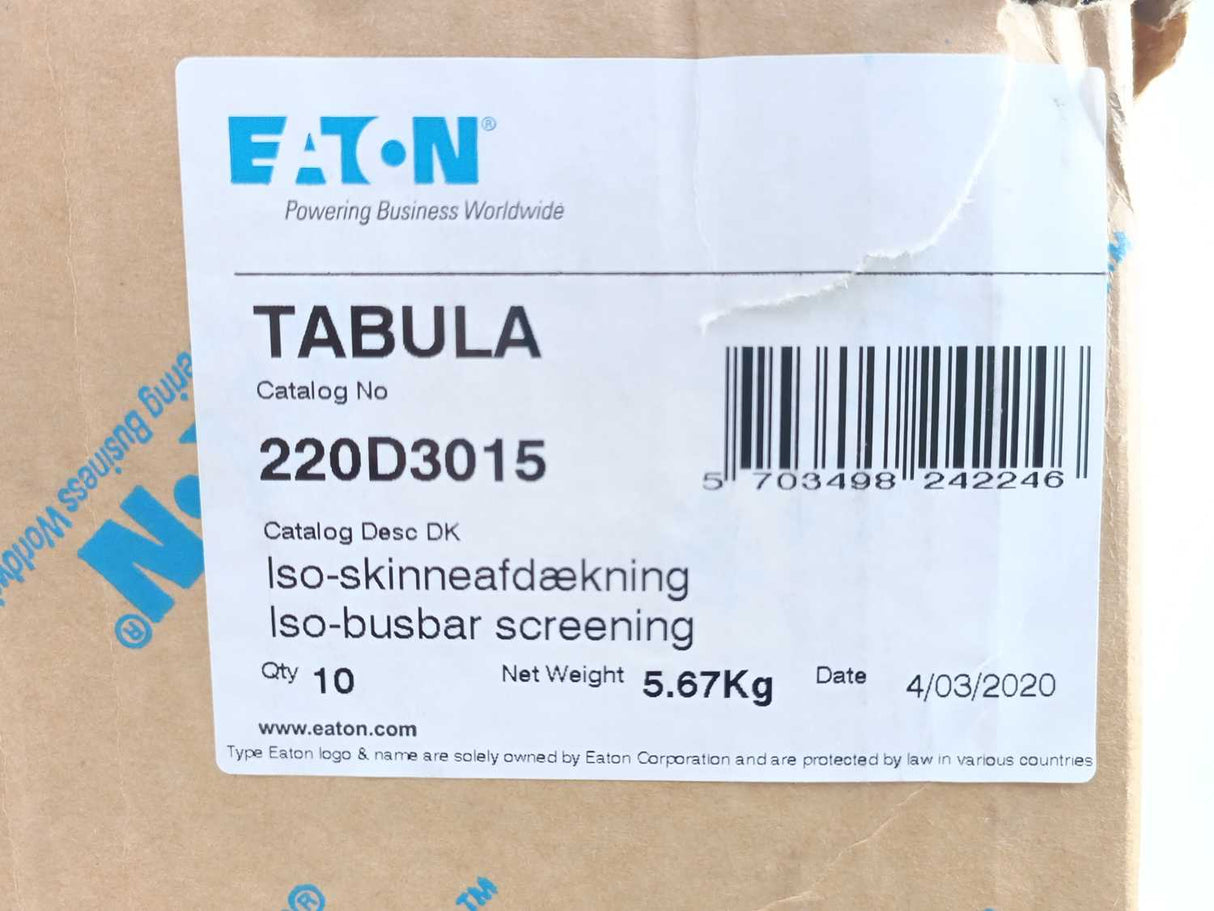 Eaton 220D3015 TABULA Iso-Busbar Screening Rail Cover