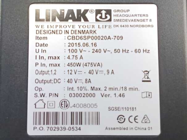 LINAK CBD6SP00020A-709 Control Box / Power Supply Unit