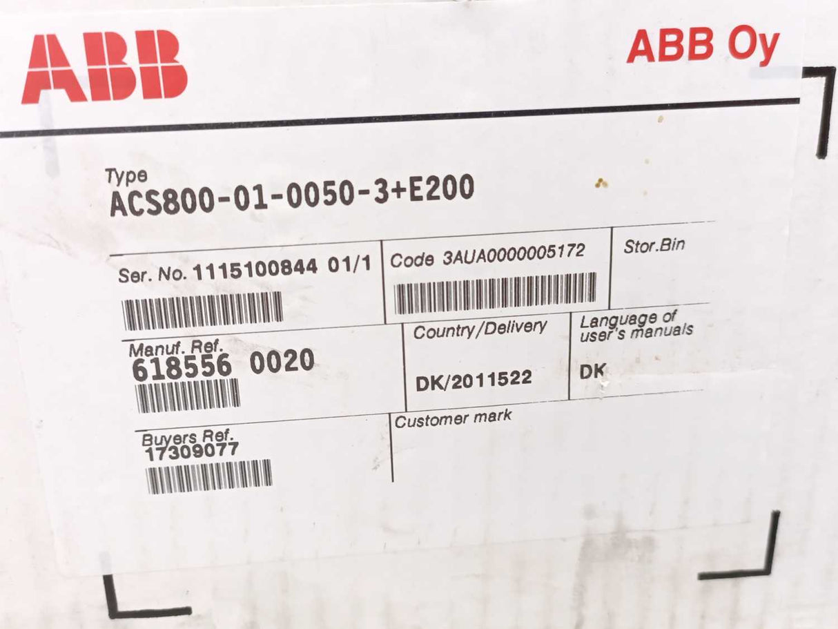 ABB 3AUA0000005172 ACS800-01-0050-3+E200