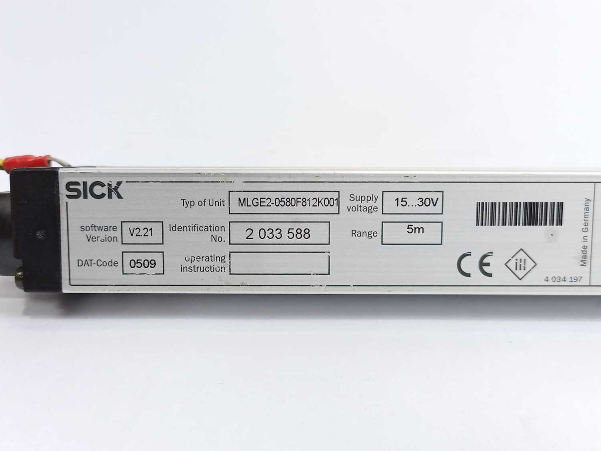 SICK 2 033 589 MLGE2-0580F812K001 & 2033589 MLGS2-0580F821K001