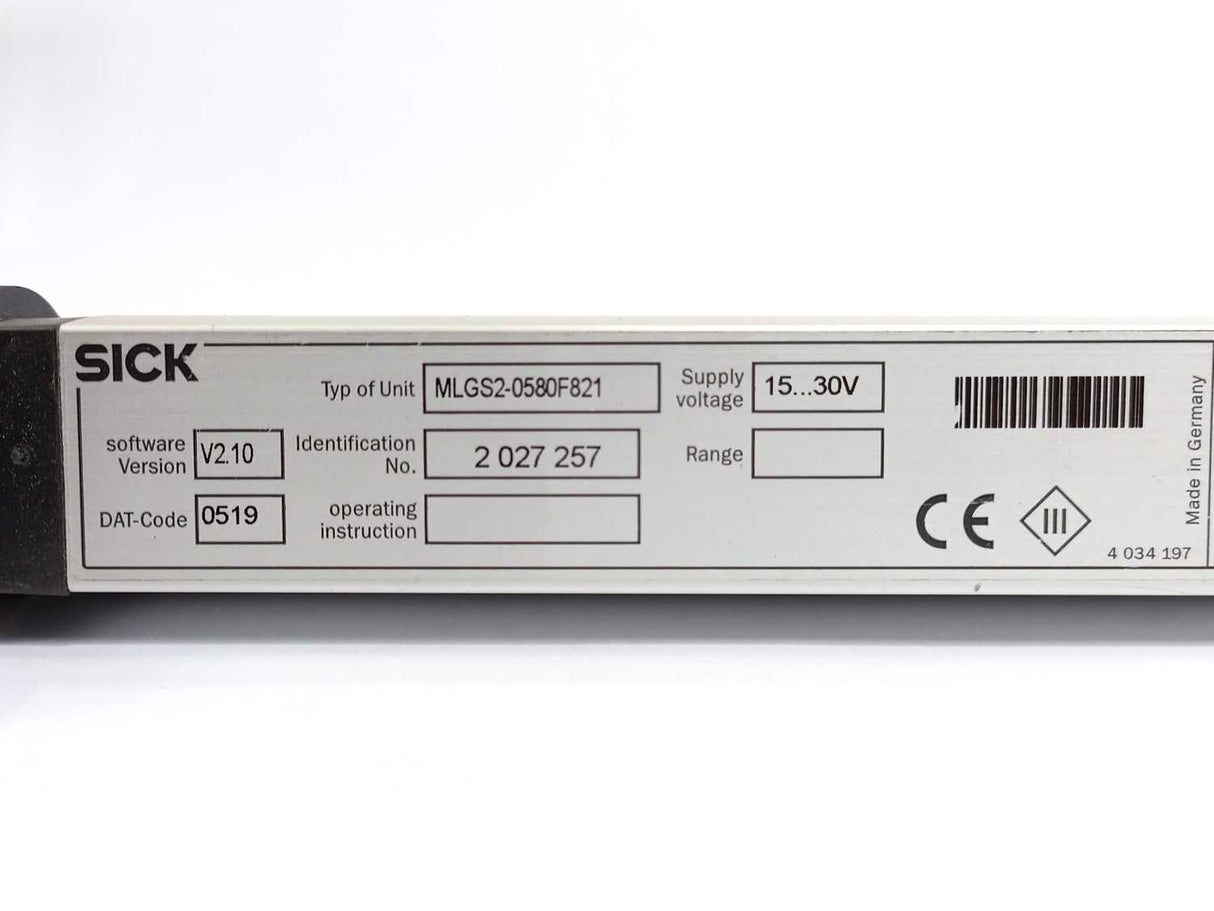 SICK 2027257 MLGS2-0580F821 & 2026828 MLGE2-0580F812 Sensors