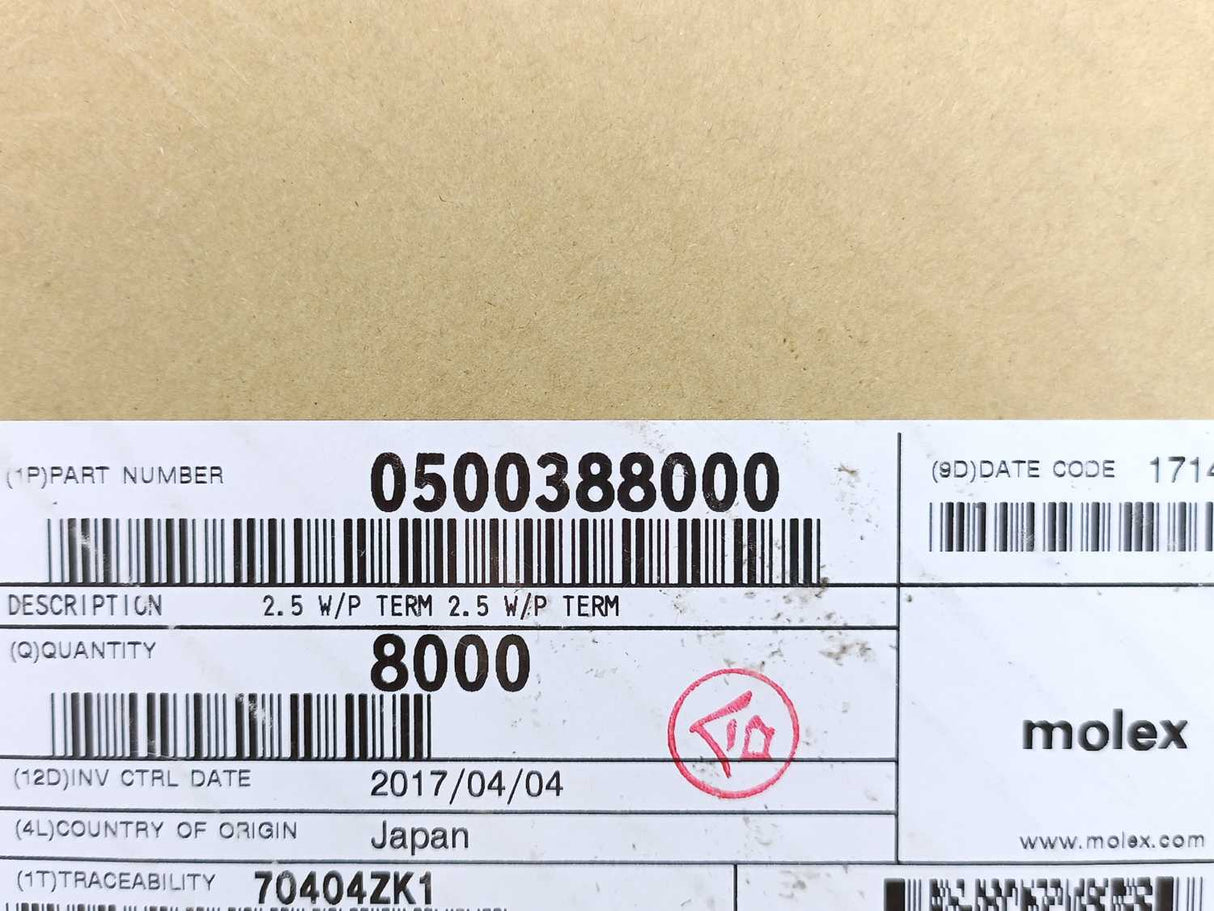 Molex 0500388000 CONN PIN 20-22AWG CRIMP TIN ~3900pcs.