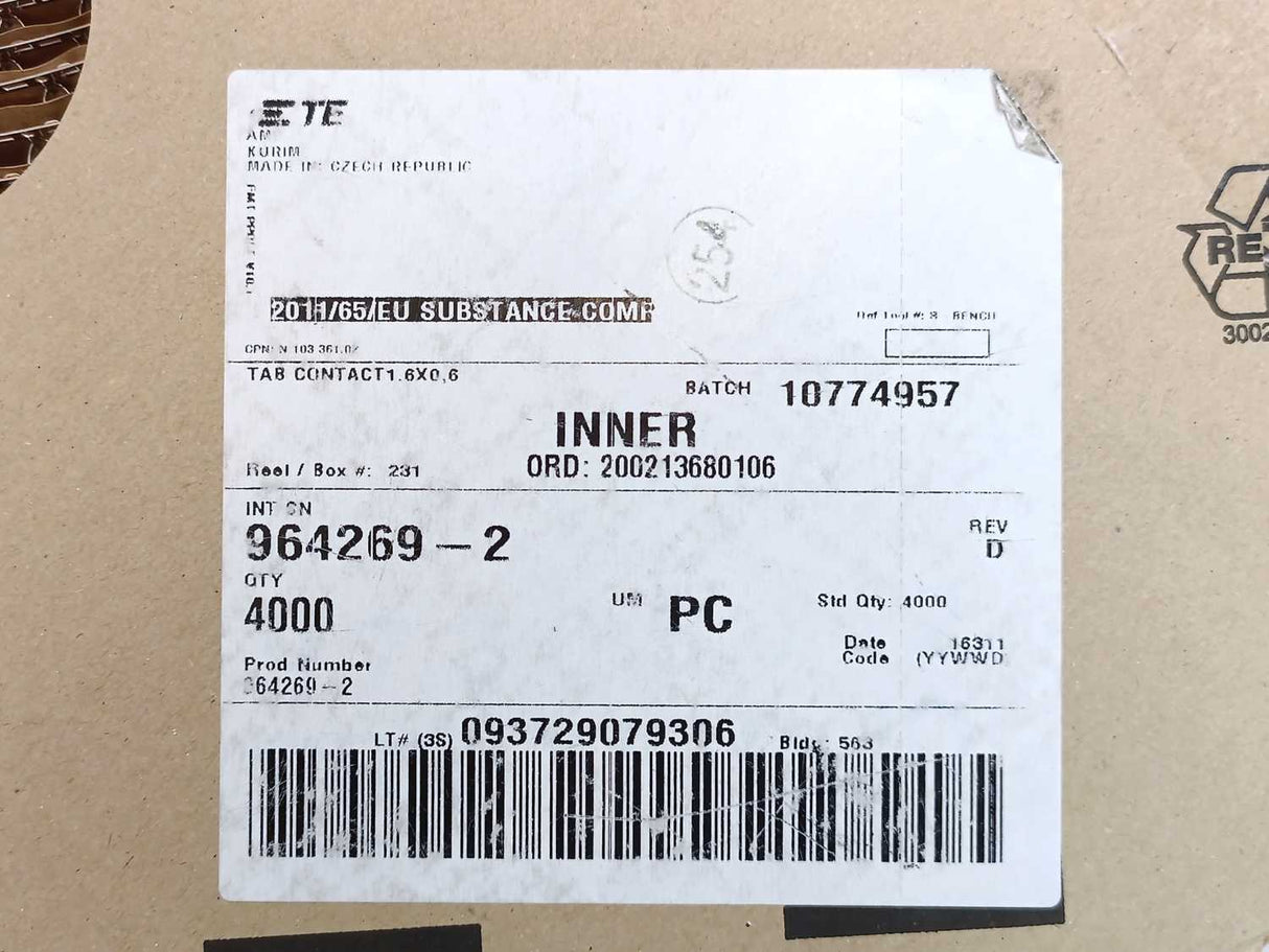 TE Connectivity 964269-2 TAB A 1.6x0.6 CONTACT CF SWS Sn ~2200pcs.