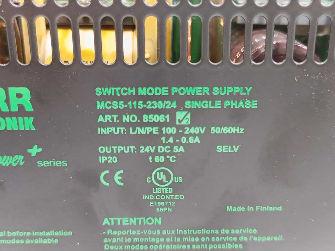 MURR Elektronik 85061 MCS5-115-230/24 Switch Mode Power Supply Single-Phase