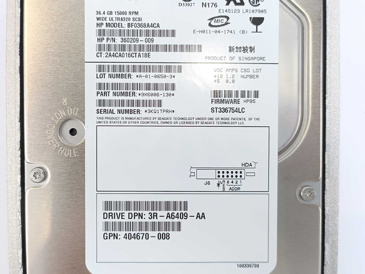 HP 404670-008 36.4-GB 15K Ultra320 SCSI Hot Swappable Hard Drive